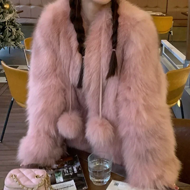 

Imitation Fox Fur Coat for Women, Versatile Short Faux Fur Coat Thin Windbreaker Young Fashion Internet Celebrity Winter