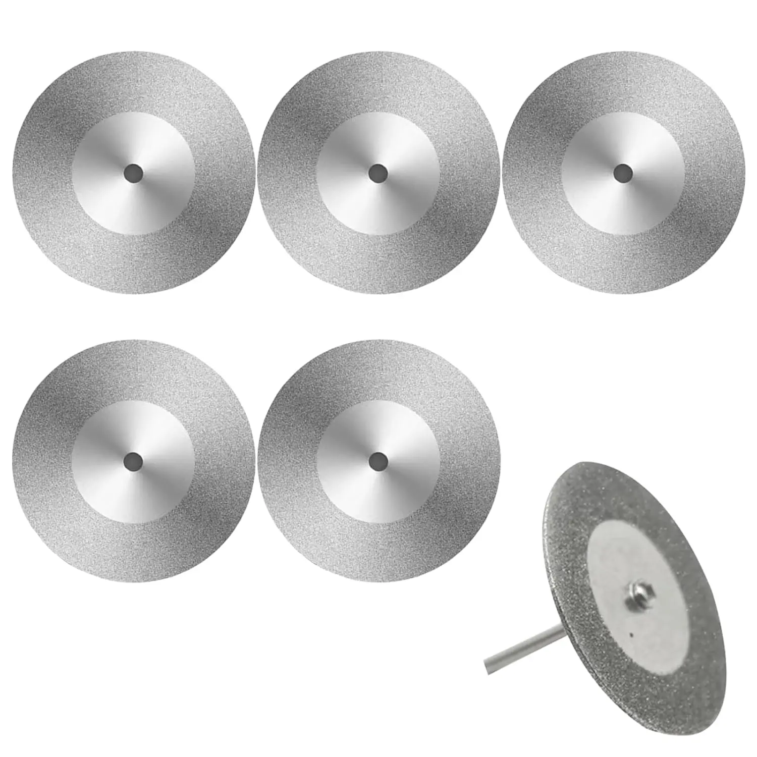 

60mm Diamond Cutting Discs 5Pcs with 5 Mandrels, 1/8'' Shank, for Glass Tile Marble Plastic, Rotary Tool
