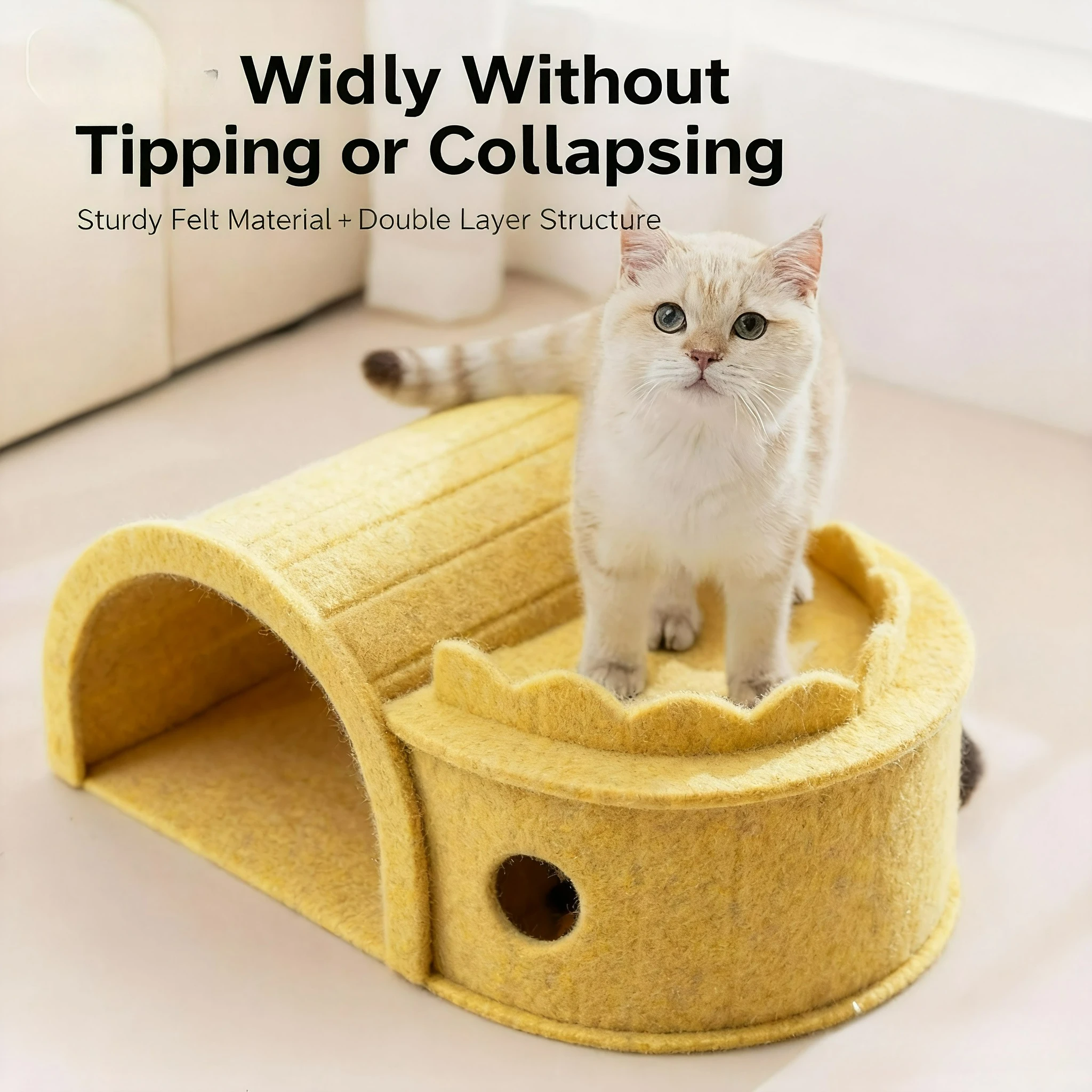 

All-in-One Foldable Cat Tunnel & Scratching Post - Multi-Activity Playhouse with Interactive Toys for Indoor Cats, Space-Saving