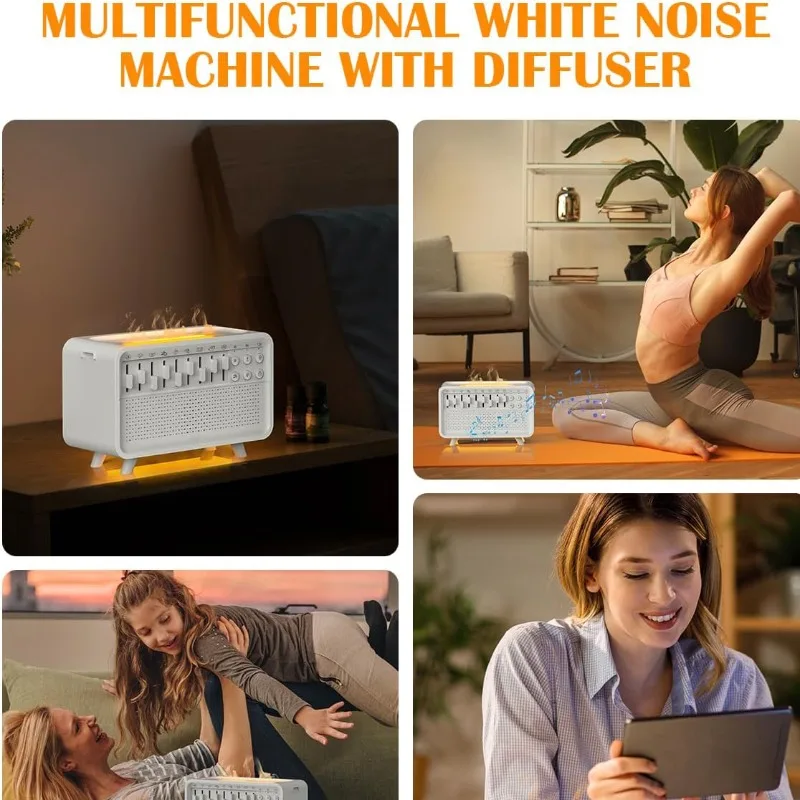 White Noise Sleep Aid Machine – Aromatherapy Humidifier Bluetooth Speaker Night Light