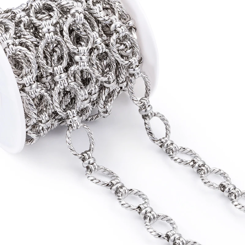 1-метровая цепочка из нержавеющей стали, витая овальная кабельная цепочка, не выцветает, кубинские цепочки, звено, ожерелье, браслет, сумка, принадлежности