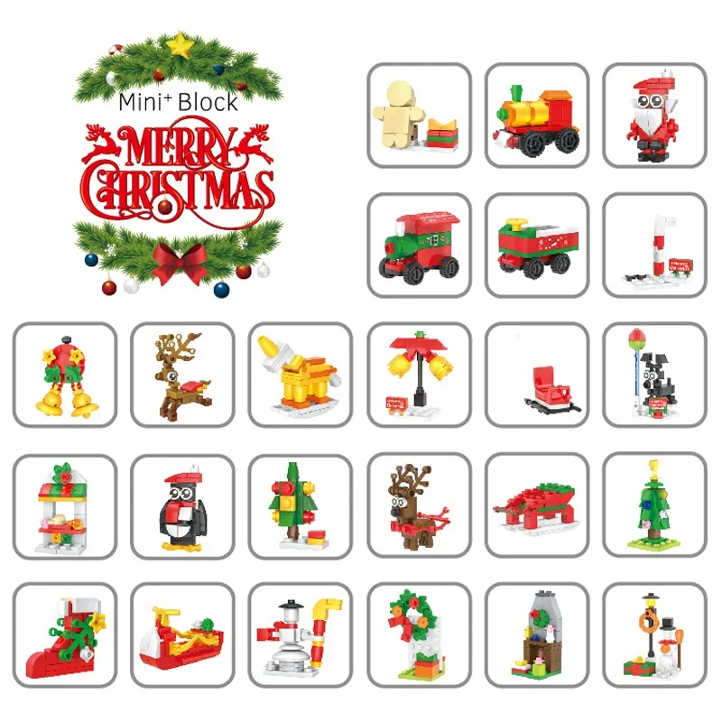 New Christmas Tree Building Blocks Educational Toys Kids Toys Xmas Advent Calendar Bricks DIY Kit  Gifts for Children Ornament