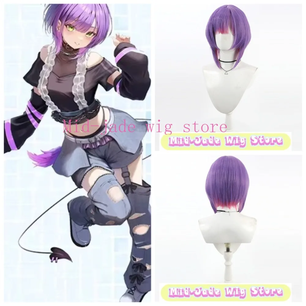 Towa Cosplay Wig Purple Pink Gradient Hair with Simulated Scalp for Birthday Celebration Party
