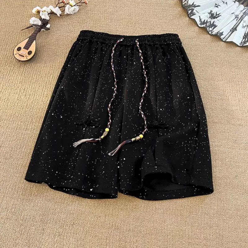 

Мужские спортивные шорты большого размера со звездным ярким шелковым дизайном, летние свободные повседневные и модные брюки с пятью точками, мужская одежда