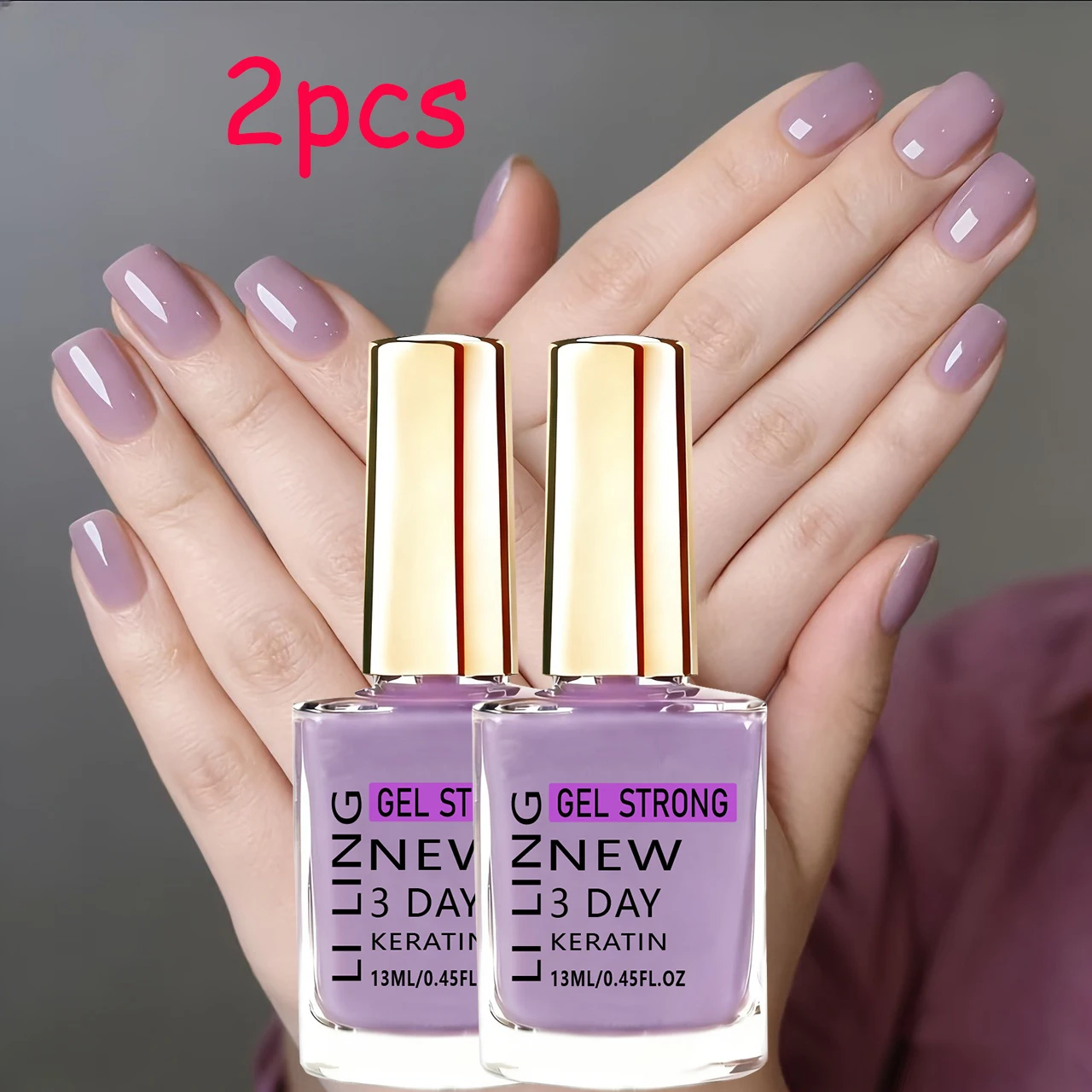 2PCS Icy Sheer Light Purple Nail Hardener- New for Spring/Summer-Air Dry, Fast Manicure, A Must-Have for Nail Lovers.