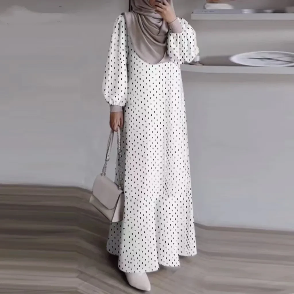 Muslim Abaya for Women Print Dresses Kaftan Islam Casual Vestidos Arab Long Robe Jalabiya Ramadan Eid Morocco Dubai Abayas