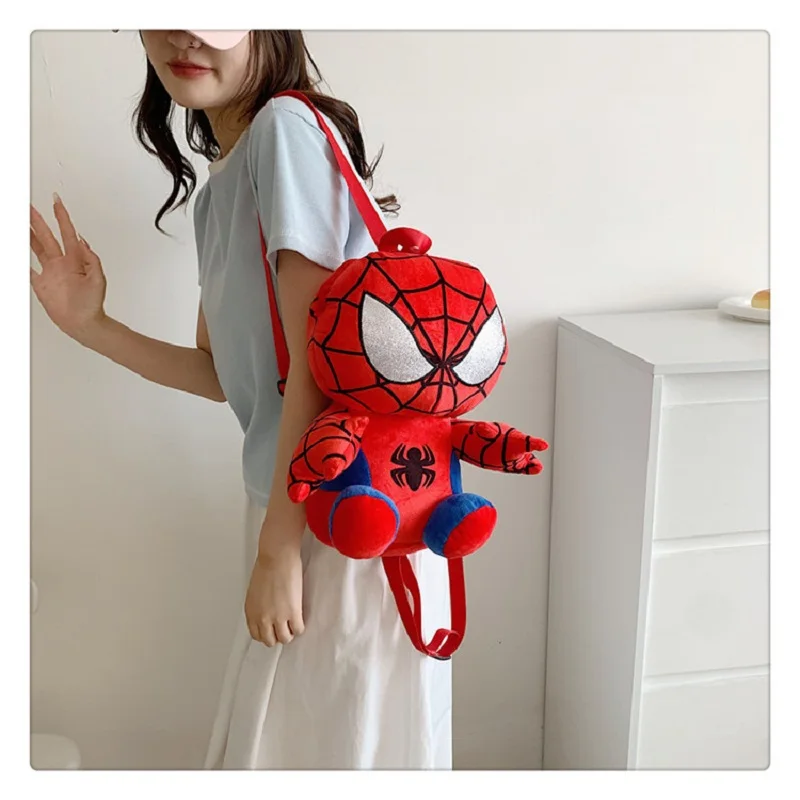 Spider Man Children Plush Backpack Kawaii Cute Anime Cartoon Kindergarten Travel Outdoor Bag Plush Doll Kid Birthday X-mas Gifts