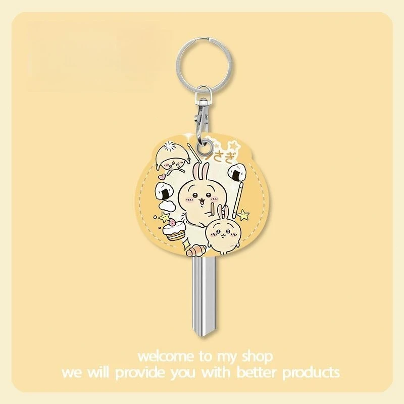 Chiikawa Cute Cartoon Hachiware Key Protection Suite Door Lock Key Set Home Dormitory Key Handle Keychain Storage Card Set Gift view 2