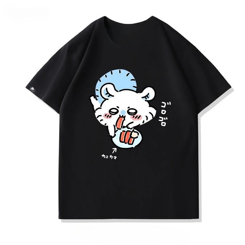 Japanese Kawaii Cartoon Chiikawa Graphic Tee Unisex Cute Anime Short Sleeve Casual Streetwear Fashion Tops