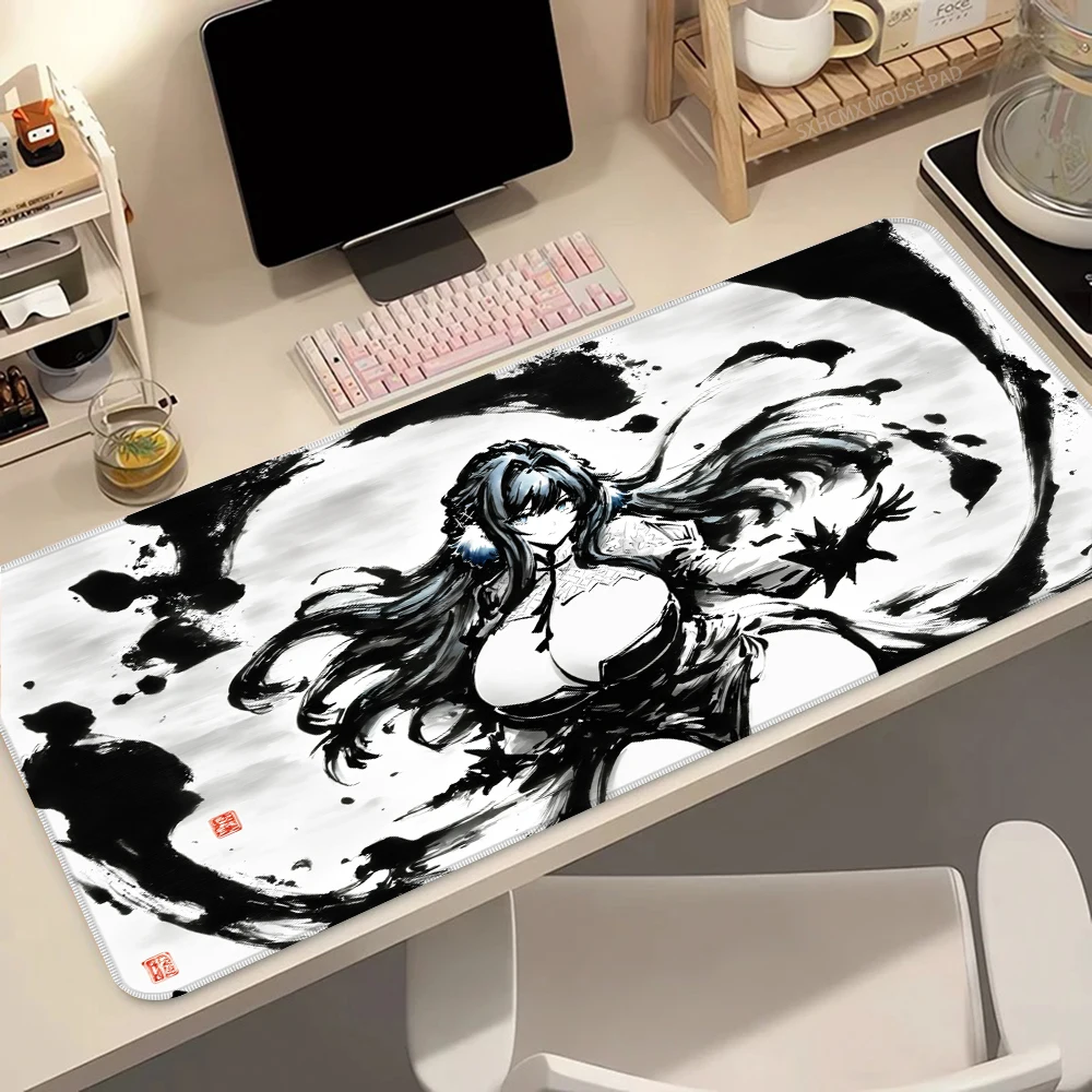Cute Mouse Pad 900x400 Genshin Impact Kamisato Ayaka Anime Girl Mousepad PC Office Kawaii Desktop Table Mat Laptop Game MouseMat