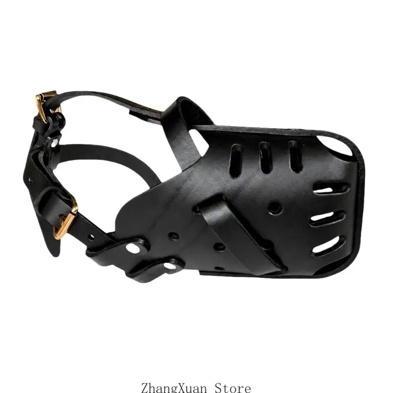 Verstellbarer Hunde-Mundschutz, Korbmaulkorb aus Leder für Training und Outdoor-Einsatz, 3XUF – Detail 2
