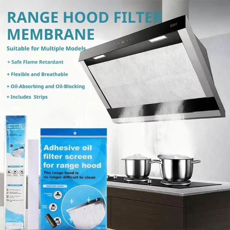 12 Sheets Disposable Kitchen Oil Filter Paper Non Woven Anti Oil Absorbing Paper For Cooker Hood Extractor Fan