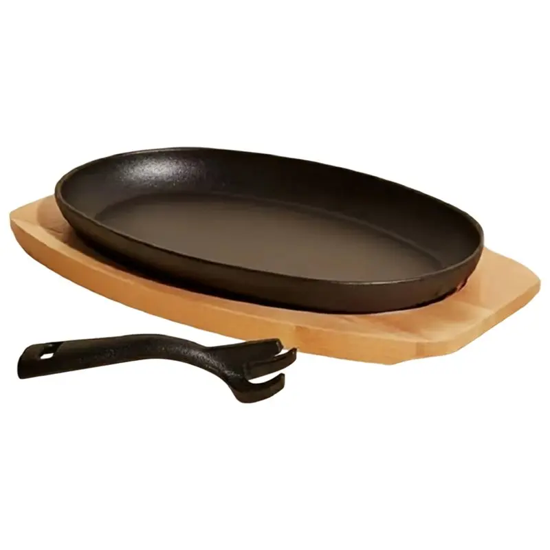 CHCH A Three In One Cast Iron Baking Tray, Iron Plate, Oval Cast Iron Steak Pan-Home Barbecue, Grilling Fish Dish