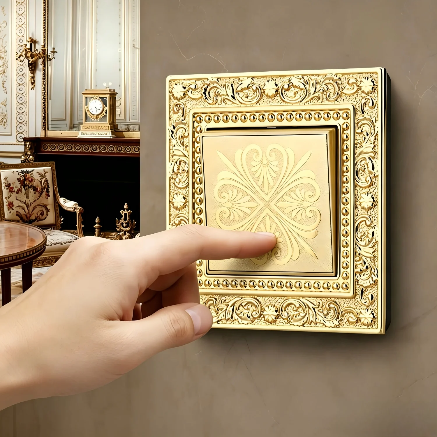 Luxurious metal European vintage antique EU wall lamp switch socket panel brass metal villa  home light switch 1/2/3 gang 2 way