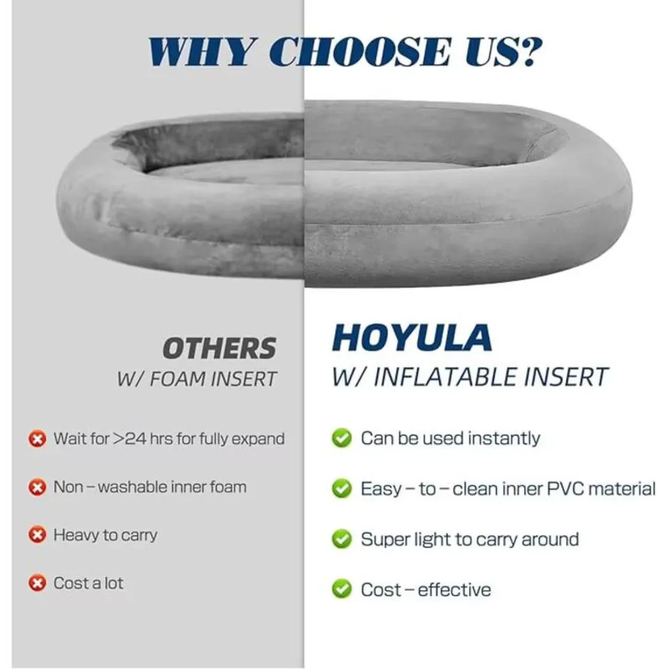 Large Inflatable Dog Bed Scratch-resistant Plush Cloth Cover Thickened Inflatable Liner Foldableable For Adults And Pets