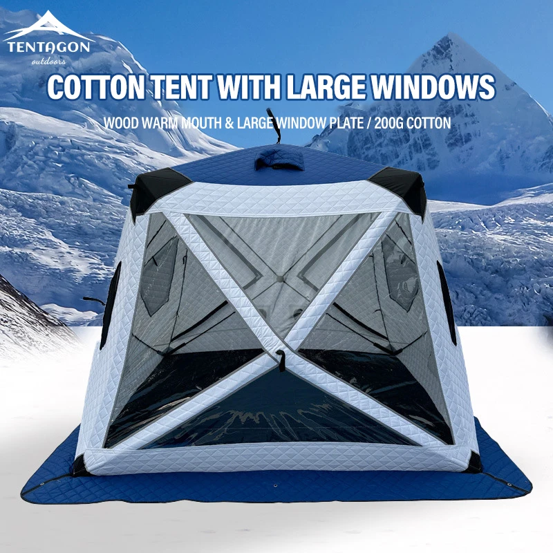 Outdoor Winter Fishing Tent For Camping 3-4 Person With Windows Quick Opening Tent Windproof And Waterproof Camping Gadgets