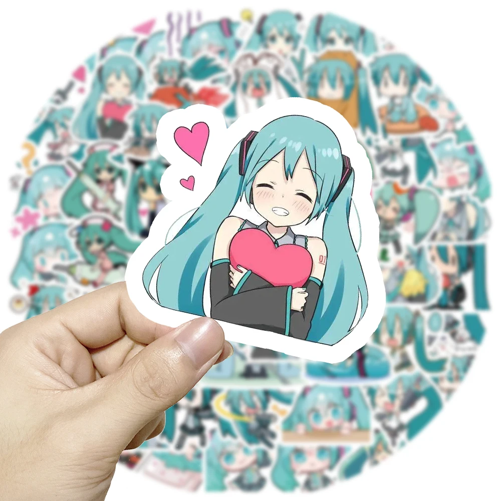 10/65Pcs Kawaii Chibi Anime Stickers Hatsune Miku Pack Luggage Laptop Phone Suitcase Skateboard Cartoon Stickers Kid GIft Toy