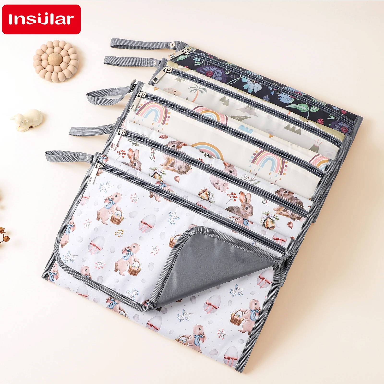 INSULAR الطفل الحفاض تغيير وسادة أكياس تخزين قابلة للطي مقاوم للماء الاطفال قابل للغسل فراش منتجات رعاية الأم والرضع