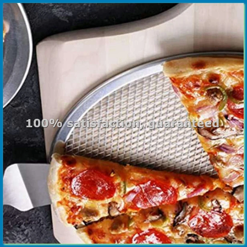 

12-дюймовая алюминиевая форма для пиццы с отверстиями, противень для круглой пиццы, противень для выпечки пиццы - AT35