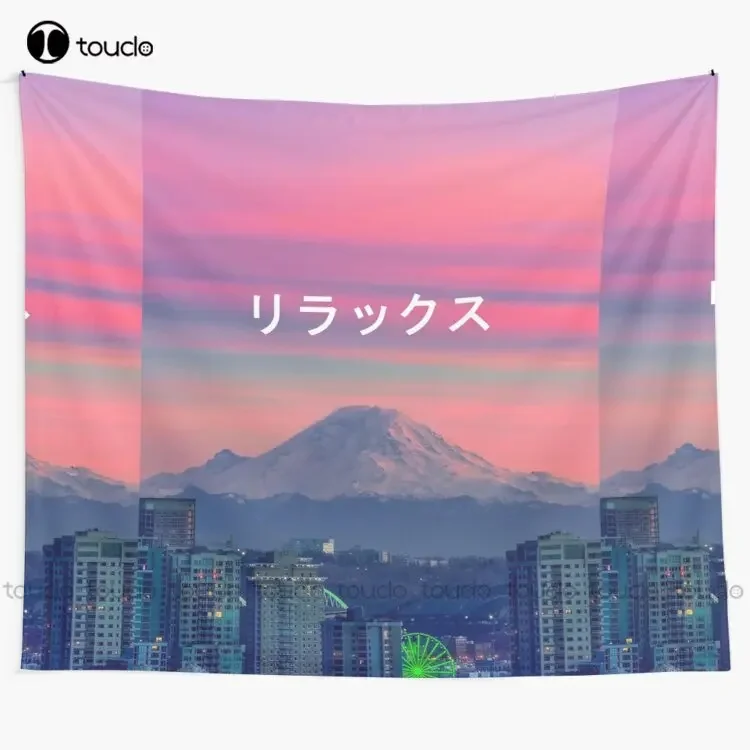 Relax (Vaporwave Japanese) Aesthetic Tapestry Nice Tapestry Tapestry Wall Hanging For Living Room Bedroom Dorm Room Home Decor