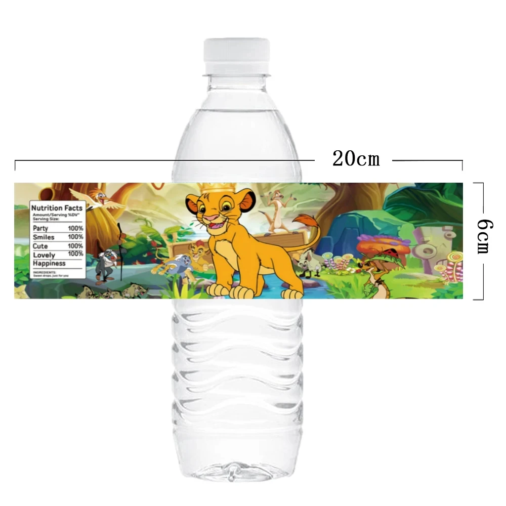 10/20/30Pcs Lion King Water Bottle Labels Stickers Kid Birthday Decoration Waterproof Sticker for Baby Shower Party Supplies