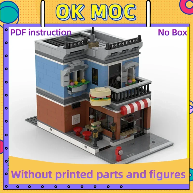 Moc اللبنات عرض الشارع نموذج شارع برغر متجر الطوب الفني لتقوم بها بنفسك تجميع ألعاب البناء للأطفال هدية عيد #1