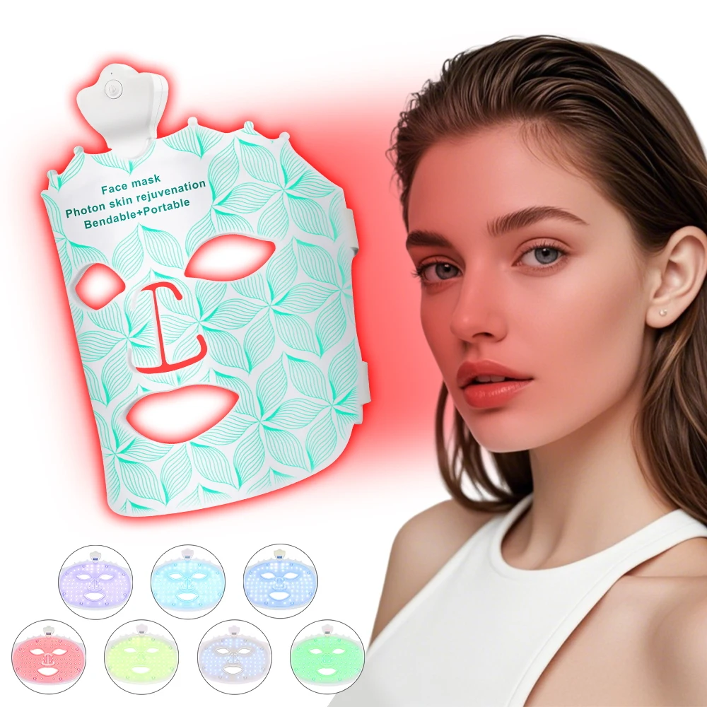 Silikon 7-Farben Photon Gesichts-LED-Maske Rotlichttherapie Anti-Aging Gesichtsschönheitsmaske Entspannung Behandeln Anti-Falten-Hautpflege