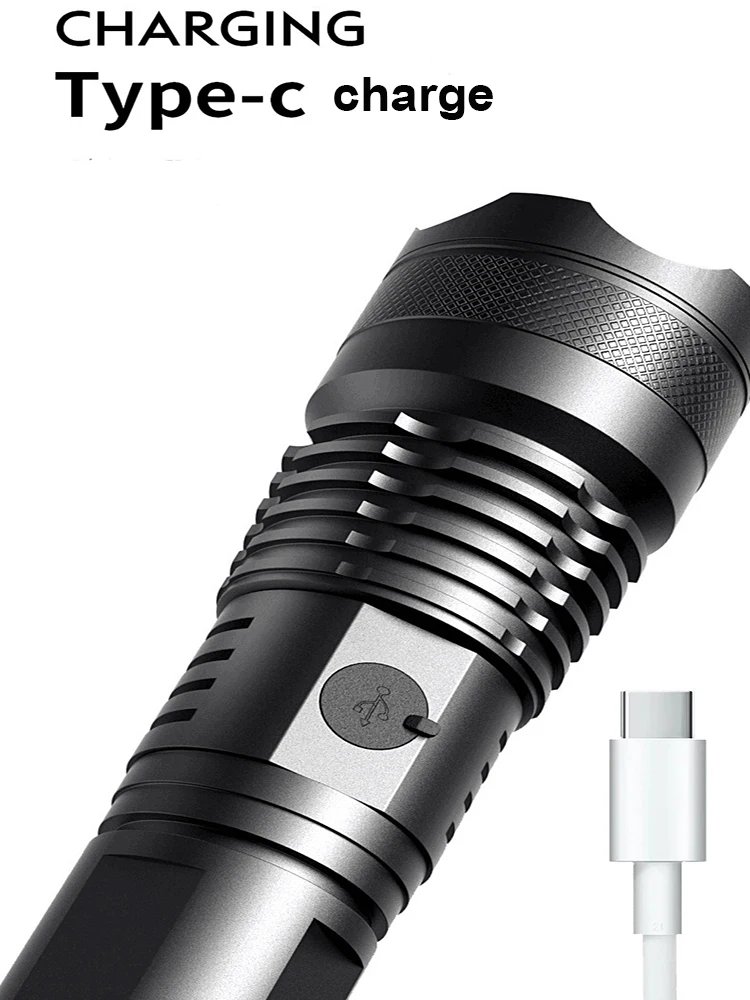 Outdoor lighting waterproof strong light P50 portable long-range emergency multifunctional LED rechargeable flashlight