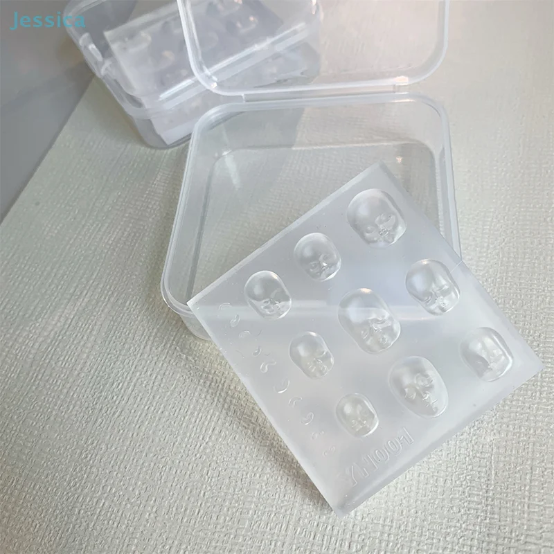 ♥ 3D menselijk gezicht pop siliconen nail art schimmel nail art decoraties transparante manicure sjabloon