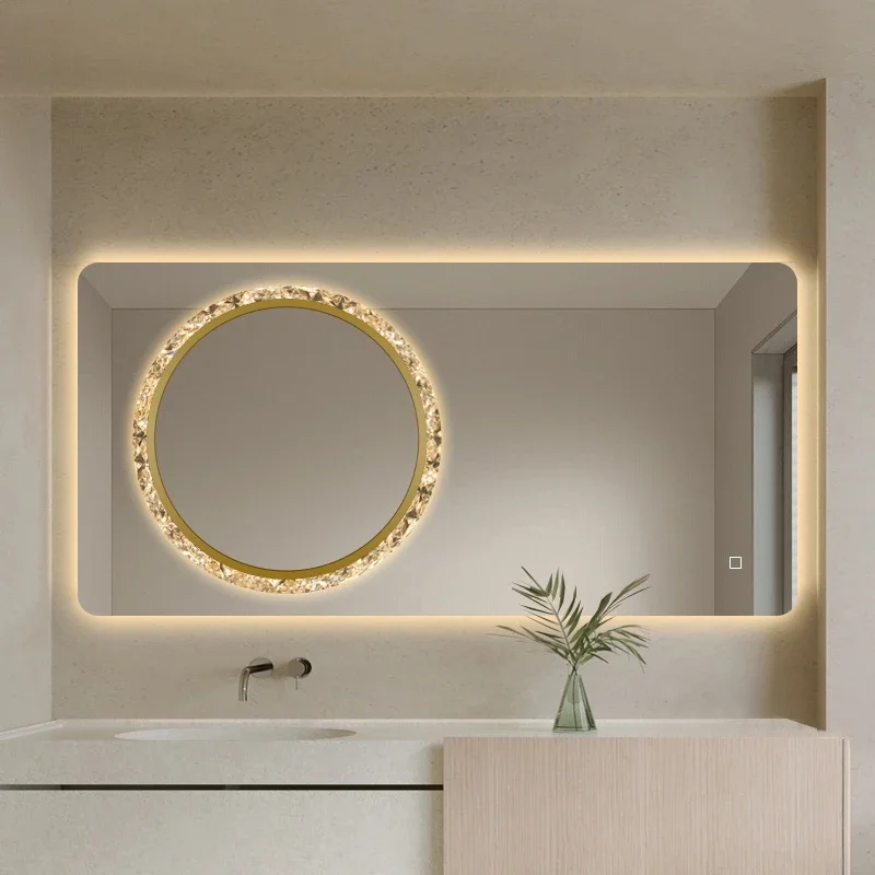 NEW Bathroom washbasin mirror Smart bathroom Wall-mounted rectangular glass mirror with light