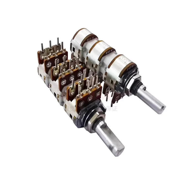 1pcs，6-layer single-loop rotary potentiometer，RK16，B10K，18Pin，WH148，Axis length 20mm, half axis