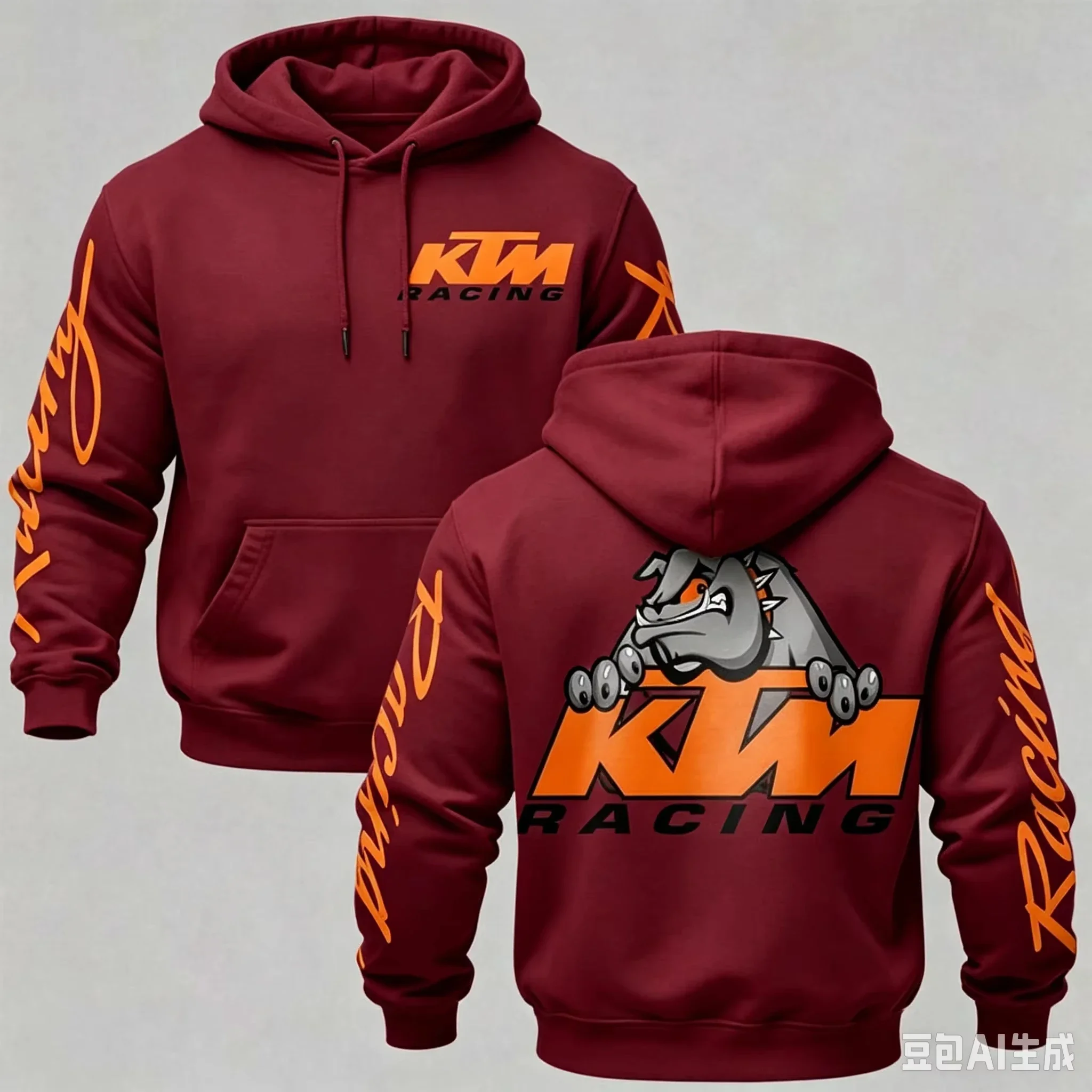 Men's Autumn/Winter Sports Hoodie KTM Racing Motorcycle Pattern Loose Fit Pullover Sweatshirt Streetwear gallery 3