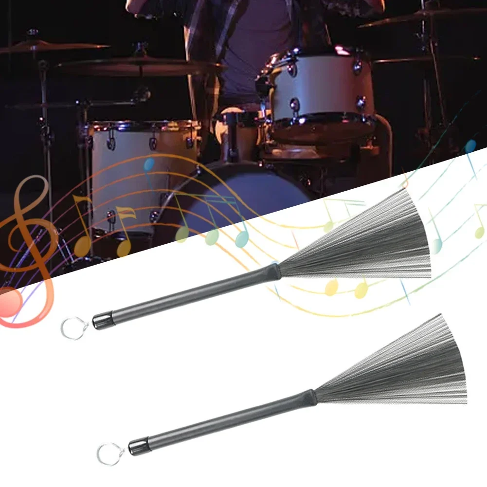 1/2 Steel Drum Brush Retractable Steel Wire Jazz Drum Brushes 36cm Drumstick Percussion Drumsticks Anti-slip Plastic Handle