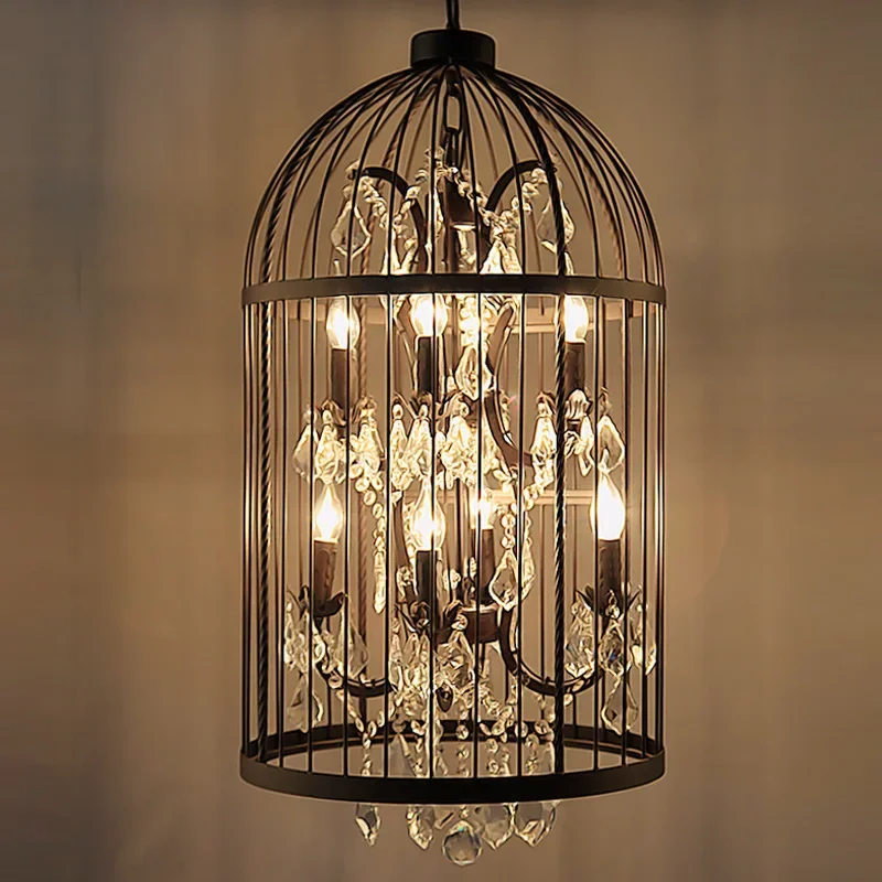 Imagem -03 - Luzes do Pendente do Birdcage do Ferro do Vintage Decoração Home Criativa Teto da Lâmpada de Cristal Lâmpadas Pendentes Esféricas