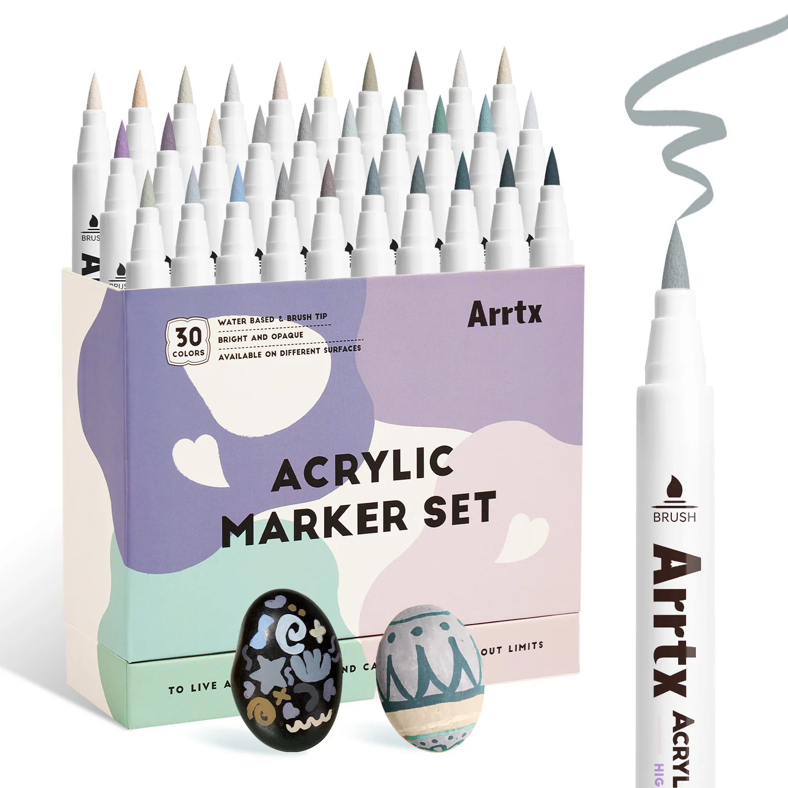 Arrtx Markers Farbstifte, Acrylfarbstifte mit Pinselspitze, für Cartoon-Anime-Comics, Felsmalerei, Holz, Leinwand, DIY-Bastelarbeiten
