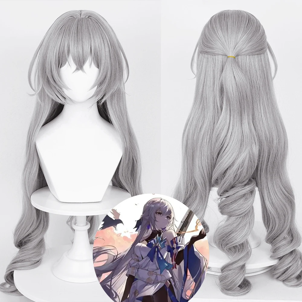 

Grey Long Wavy Synthetic Women Fluffy Wig Anime Game Cosplay Fluffy Women Wig Heat Resistant for Daily Party