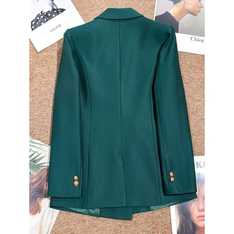 Jaket kerja wanita lengan panjang, Blazer Formal wanita, jaket lengan panjang Solid, hijau, pakaian kerja kantor kualitas tinggi