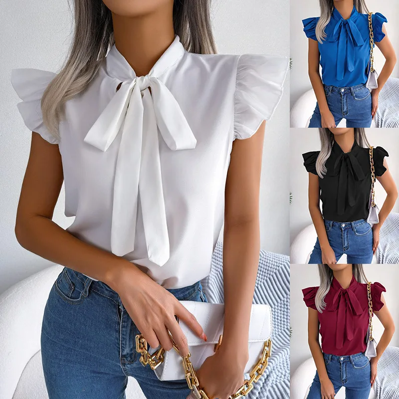 

Elegant Ladies Blouse Summer New Item Simple Short Sleeved Shirts Блузка Женская Летняя Blusas De Mujer Verano 2024 Juveniles