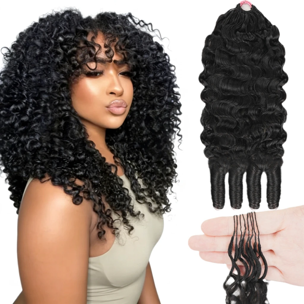 

Бирманские кудрявые волосы для крючкового плетения, 30 дюймов, предварительно разделенные, без узлов, 100% натуральные человеческие волосы, перьевые, для наращивания крючковым методом