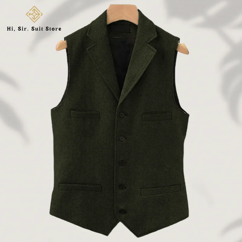 メンズヴィンテージベストウールツイードカジュアルブリティッシュスタイルビジネススーツベスト冬ベストヘリンボーン柄エレガントジレ男性