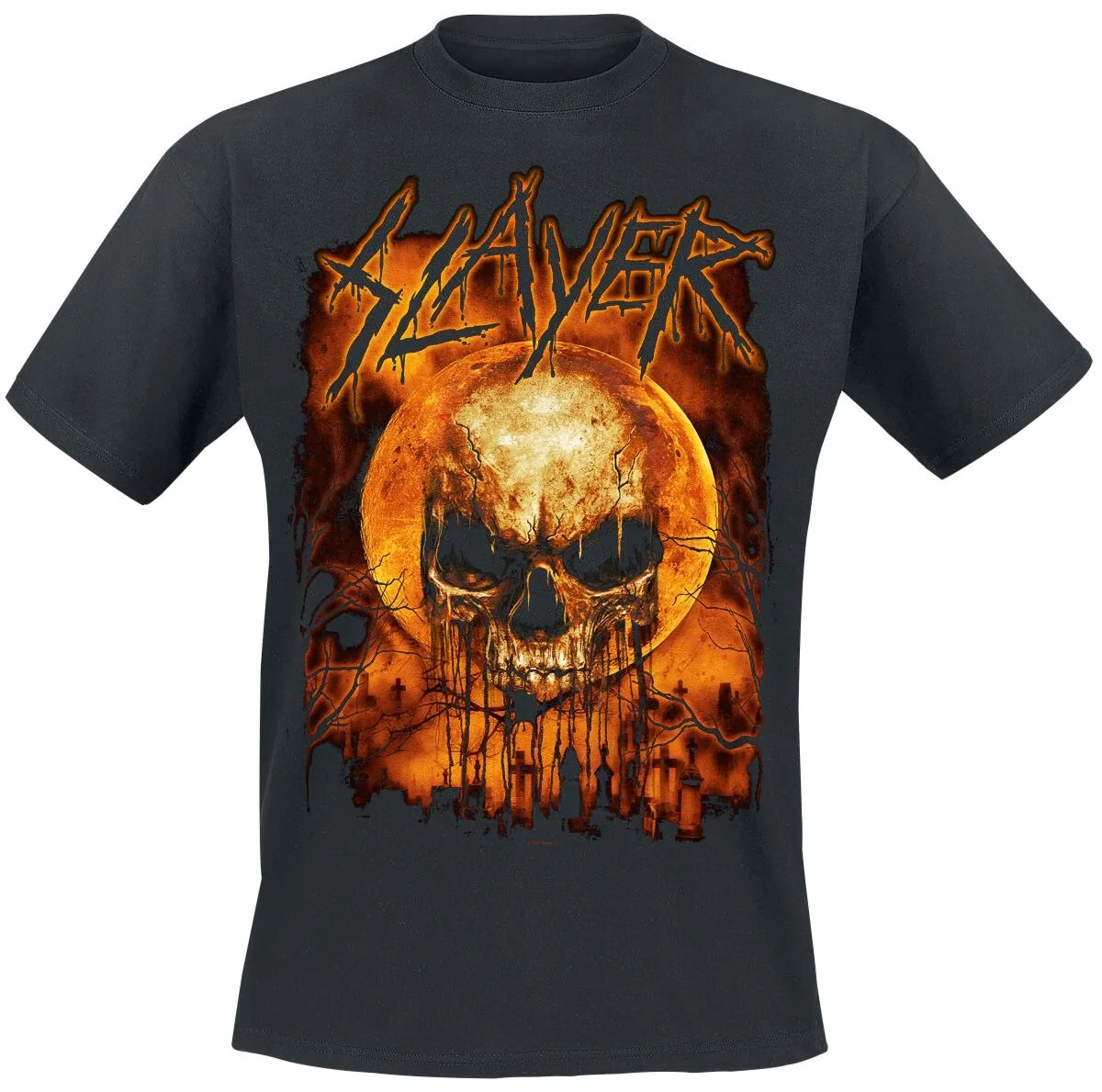 Slayer Blood Moon Skull Cemetery Print Cotton T-shirt Men Women Thrash Metal Unisex Tee
