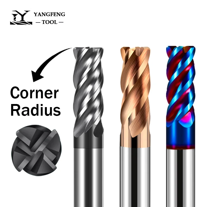 

Corner Radius End Mill R0.5 R1 Tungsten Carbide 4 Flute R Bullnose Cutter HRC55/60/65 Cnc Machining Tools 4mm 6mm 8mm 10mm 12mm