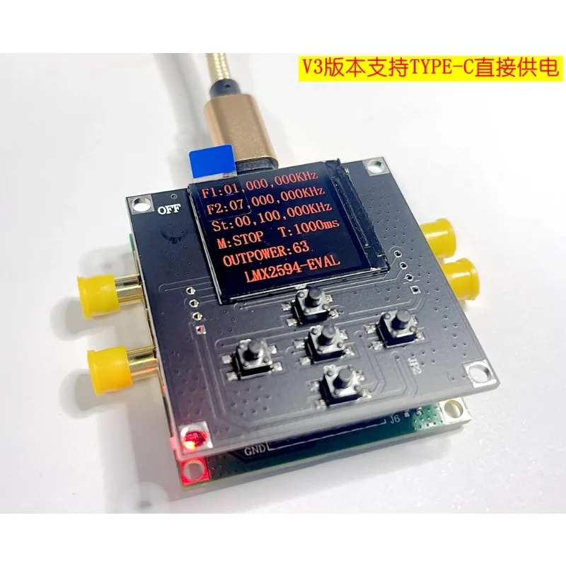 LMX2595 Phase-locked Loop Development Board 10M-19GHZ Supports Swept TYPE-C Power Supply, High Frequency SMA