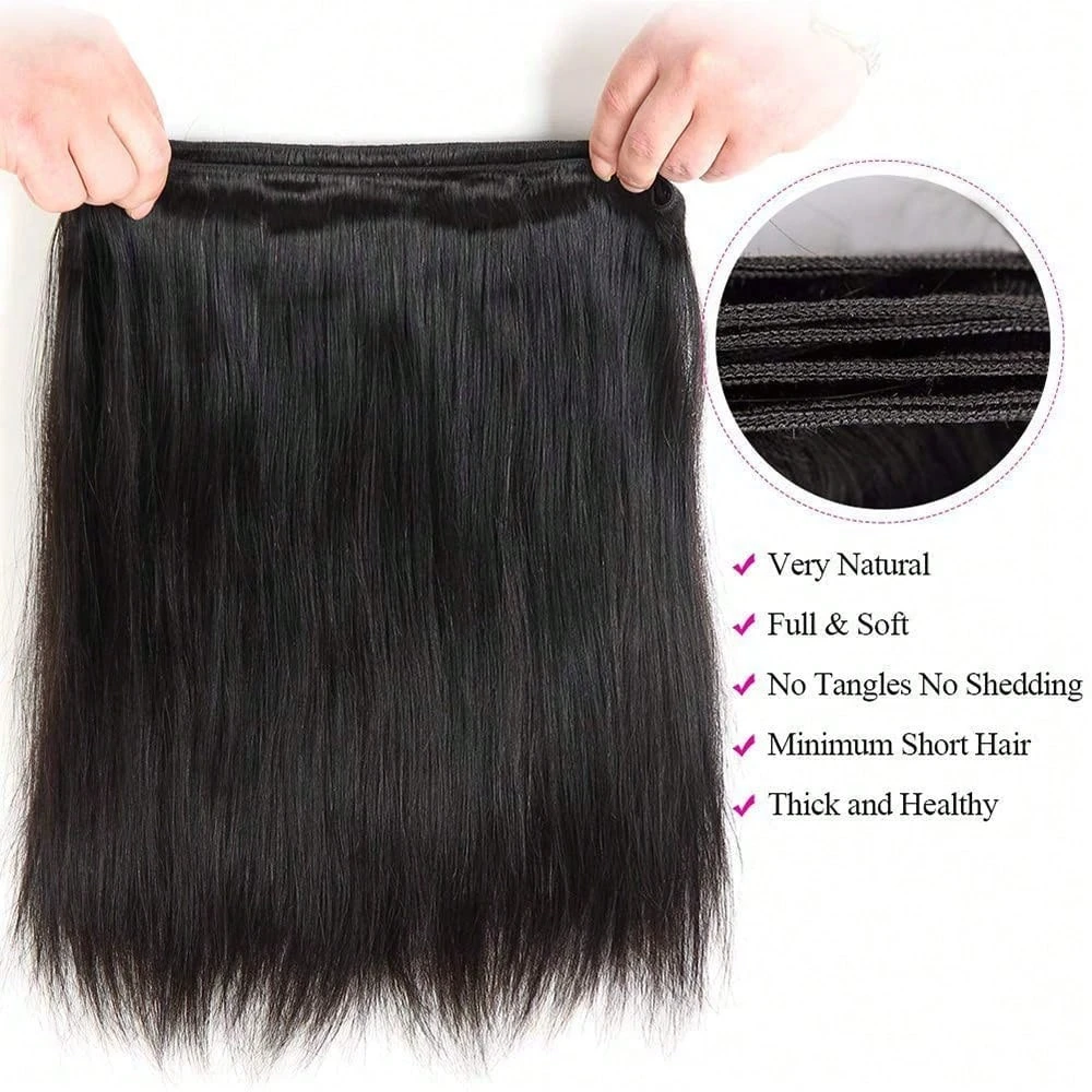 Straight Hair BundlesHuman Hair Weave Bundles  Hair Extension Natural Black 1 3 4Pcs 12 32Inches  Combo pack Multiple options