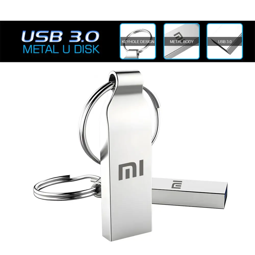 محرك فلاش Xiaomi 2 تيرا بايت USB 3.2 عالي السرعة معدن U القرص TypeC عصا الذاكرة مقاوم للماء SSD تخزين هاتف الكمبيوتر نقل البيانات المحمولة