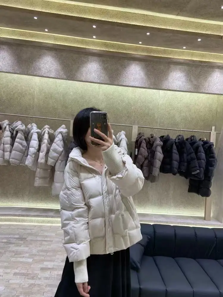 2025 가을/겨울 신상 여성용 후드 숏 다운 재킷, 두껍고 따뜻한 브레드 재킷, 패셔너블한 코트