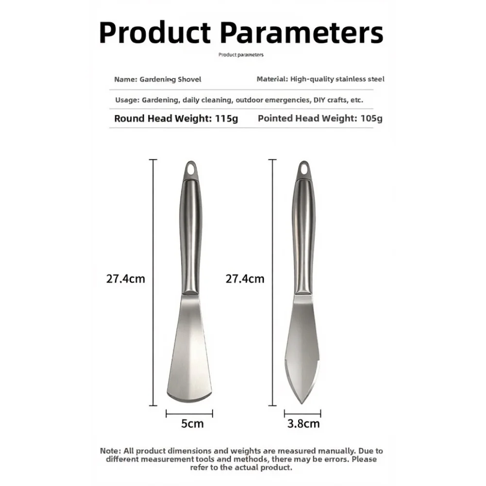 Stainless Steel Hand Trowel for Soil Manipulation Tasks Including Digging Aeration and Transplanting with Smooth Clean