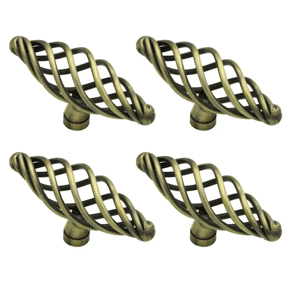4Pcs Alloy Door Pull Knobs Bird Cage Inspired Nordic Design for Cabinet Drawer Wardrobe Cupboard Chest Bookcase Glass Door