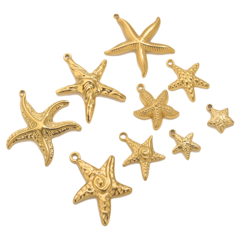 5 قطعة الفولاذ المقاوم للصدأ الصيف نجم البحر نجمة البحر سحر DIY بها بنفسك القرط مواد المجوهرات صنع قلادة لوازم الحرف بالجملة #6