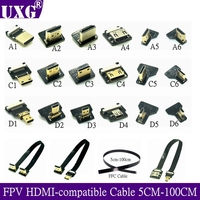 Ribbon Flat FPV HDMI-Compatible Connector Flexible Cable Raspberry Pi 4 Micro HDTV To HD Mini HD Female 90 Degree FFC 20pin